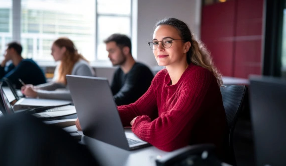 Business professionals engaged in advanced learning